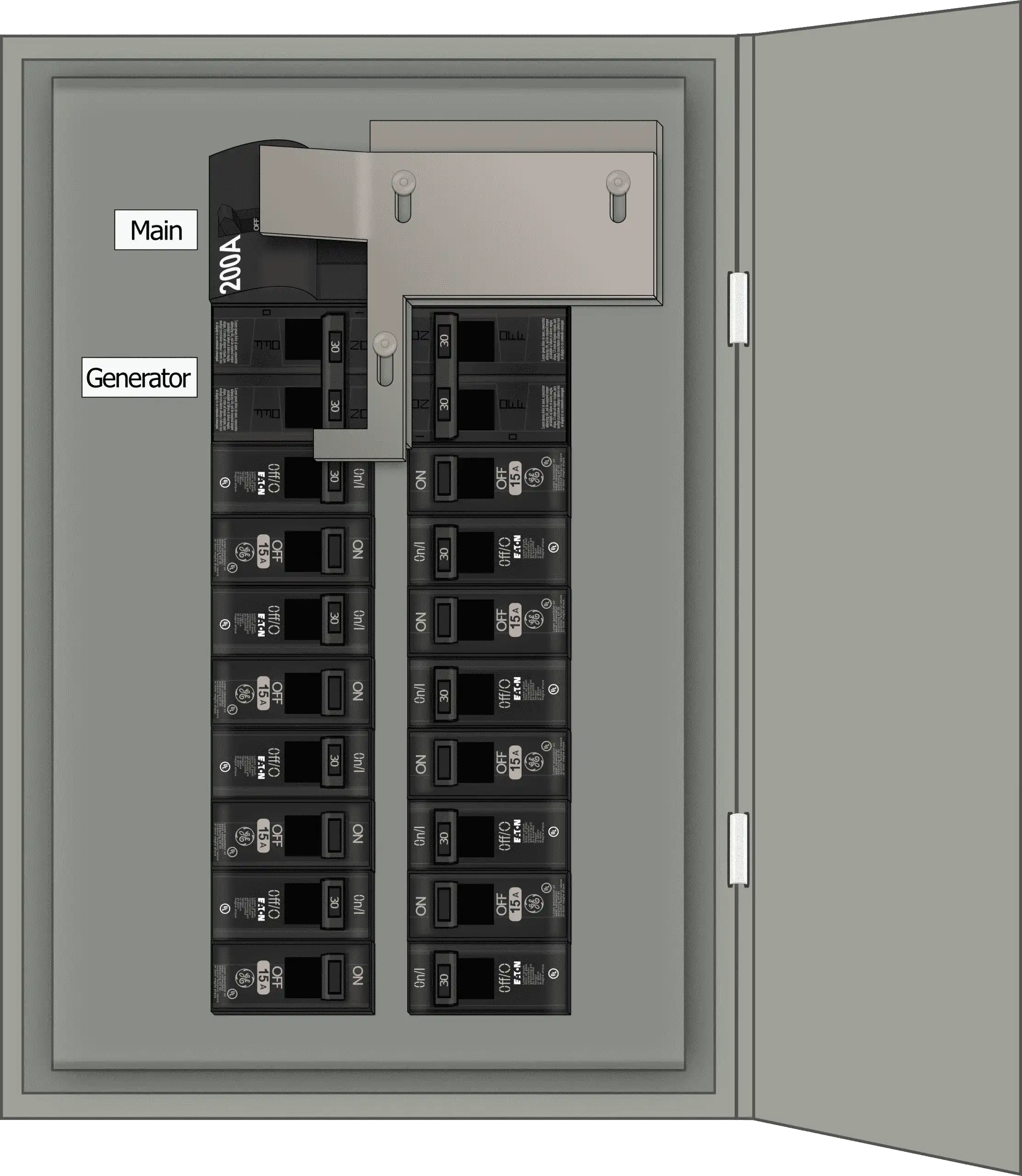 K-7110 Panel Photo With Main Off and Generator On