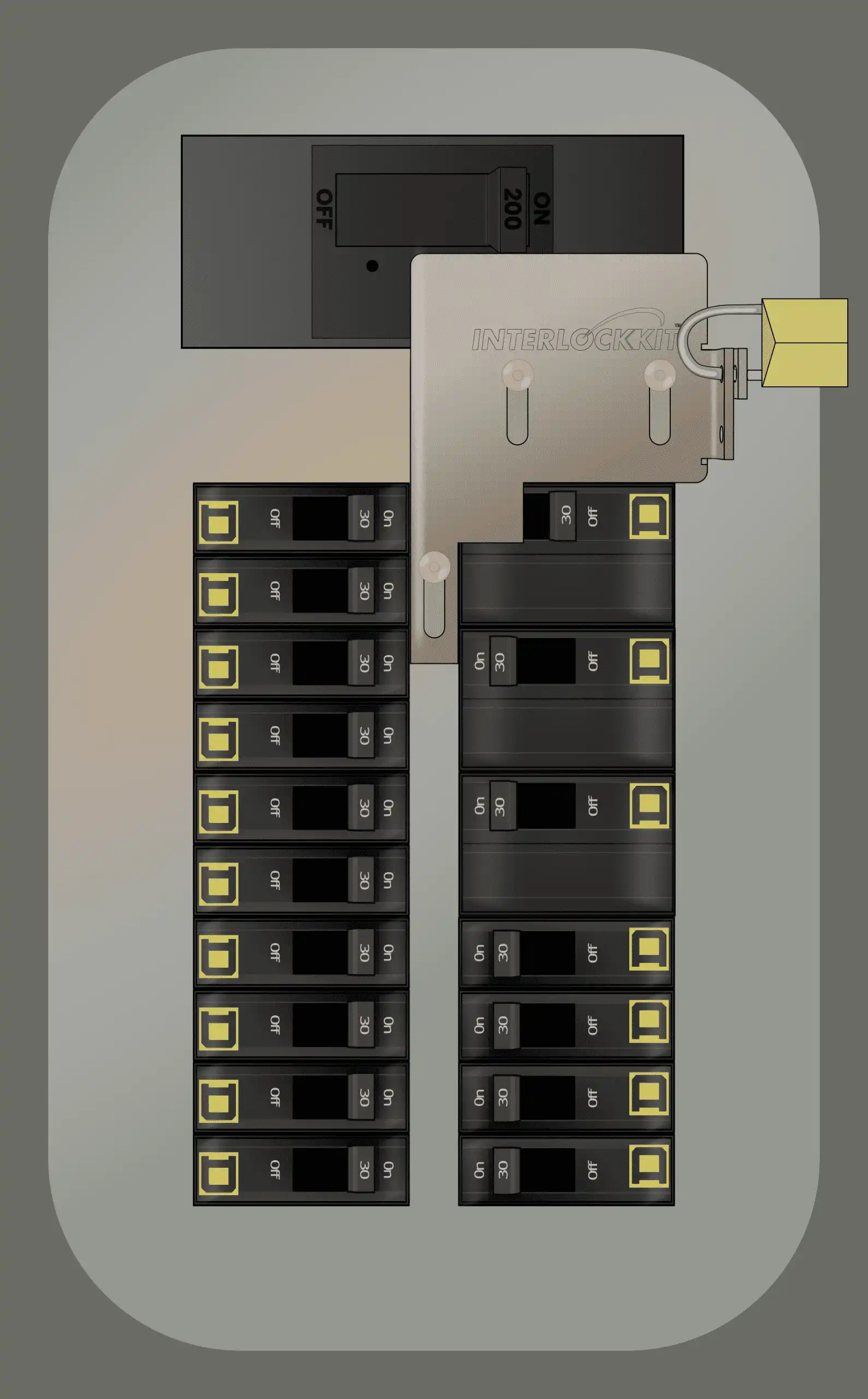 A photo of Lockable Interlock Kit KL-5010 With The Main On and Generator Off