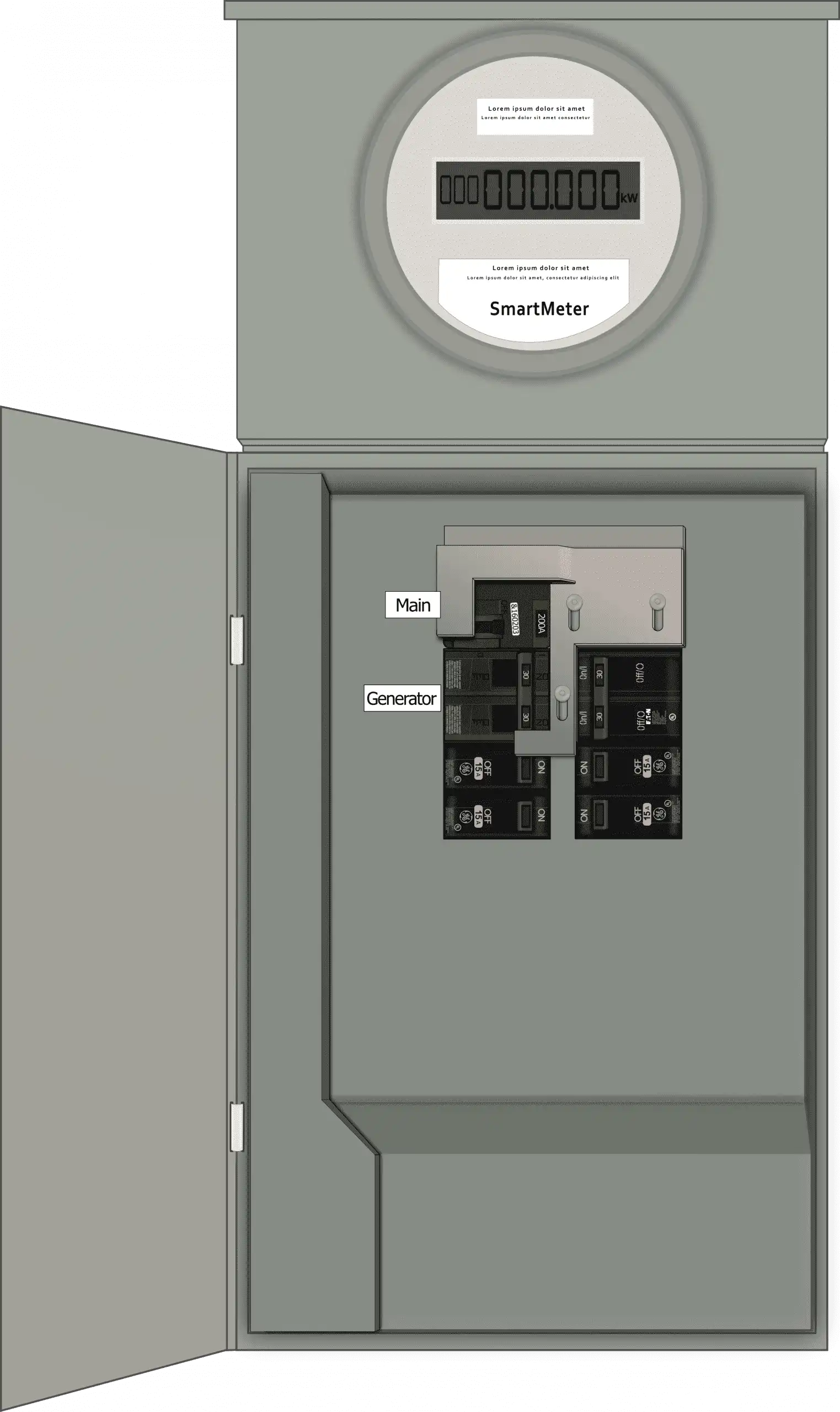K-1215M Panel Photo With Main Off and Generator On
