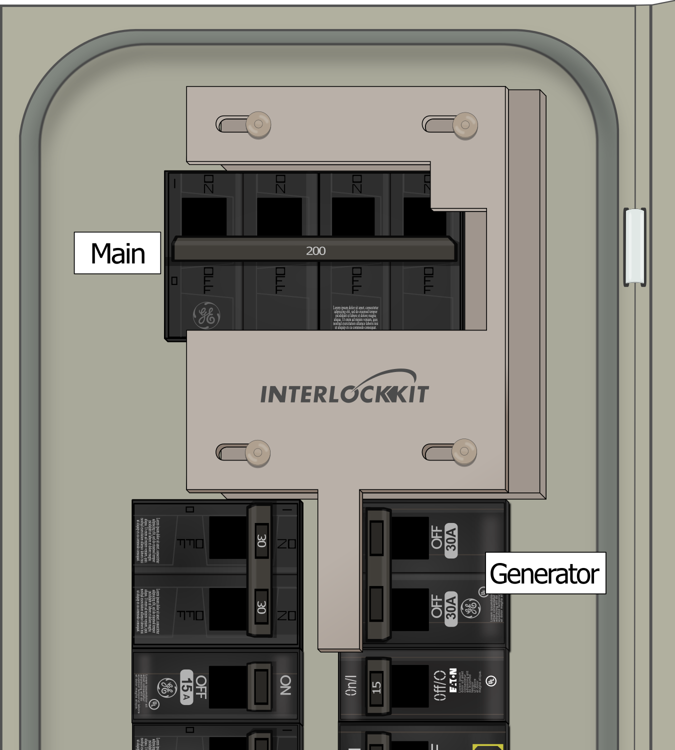 Looping animation of the K-8310 being used to lockout the gen then main