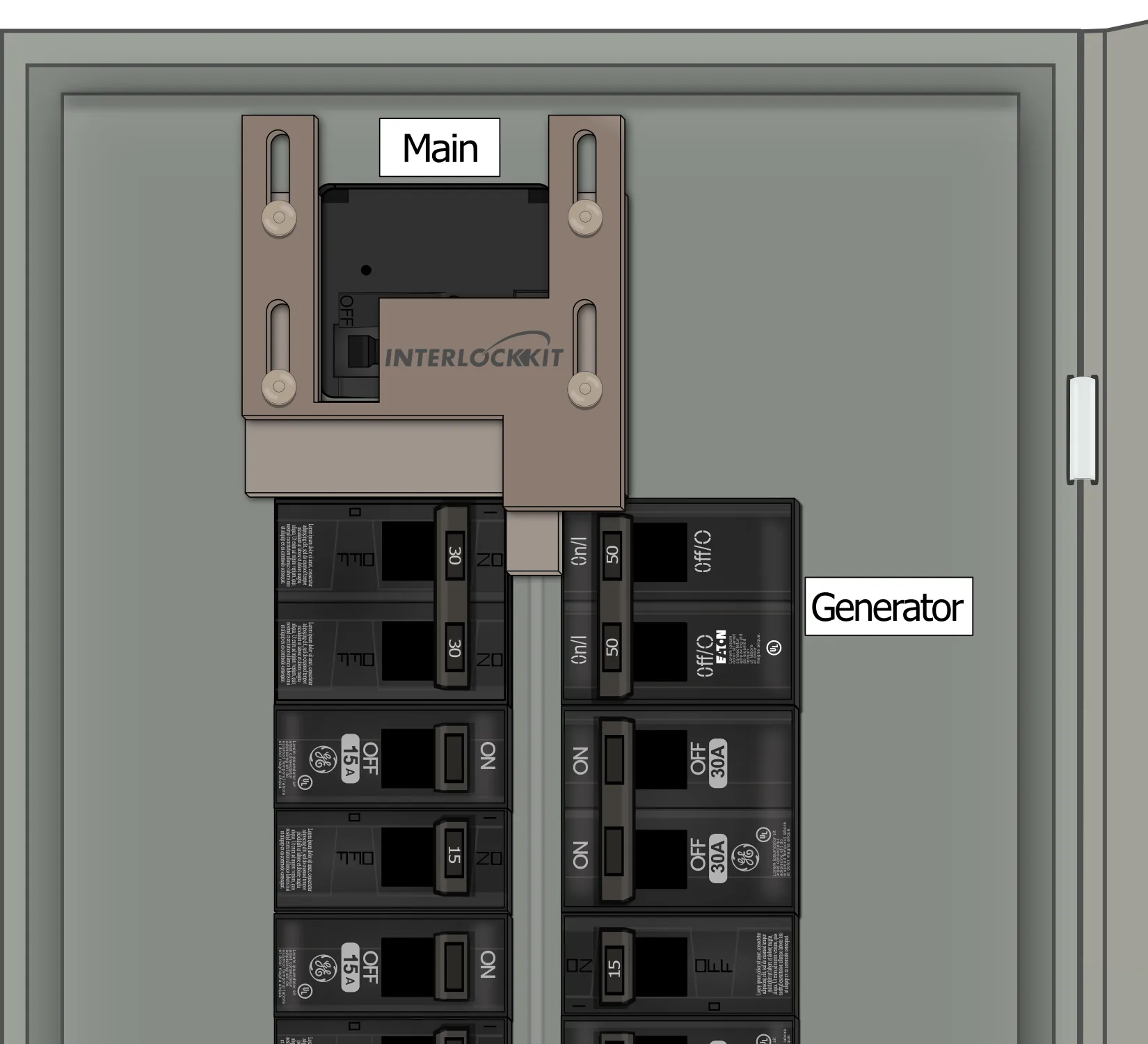 Looping animation of the K-4010/5 being used to lockout the gen then main