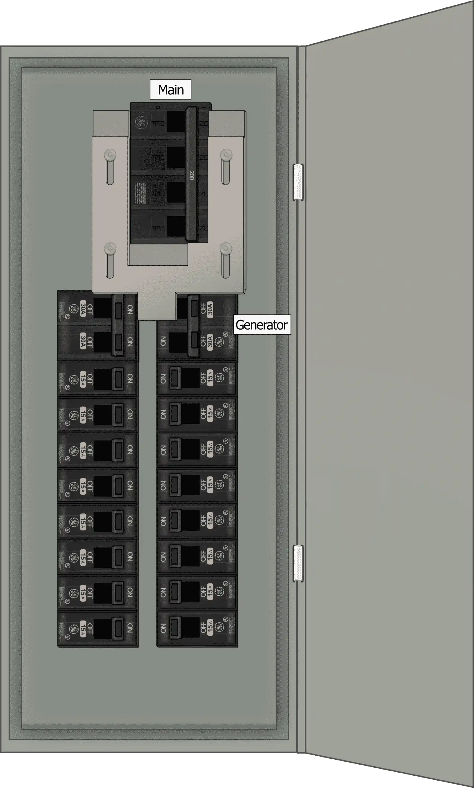 K-8010 Panel Photo With Main On and Generator Off