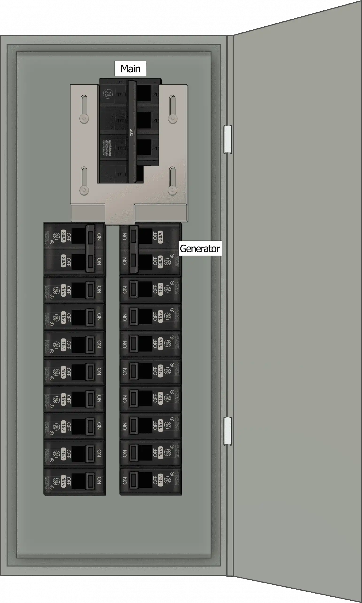 K-8010 Panel Photo With Main Off and Generator On