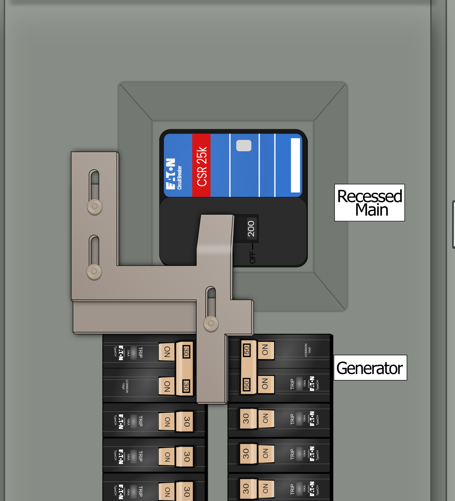 Looping animation of the K-6010 being used to lockout the gen then main
