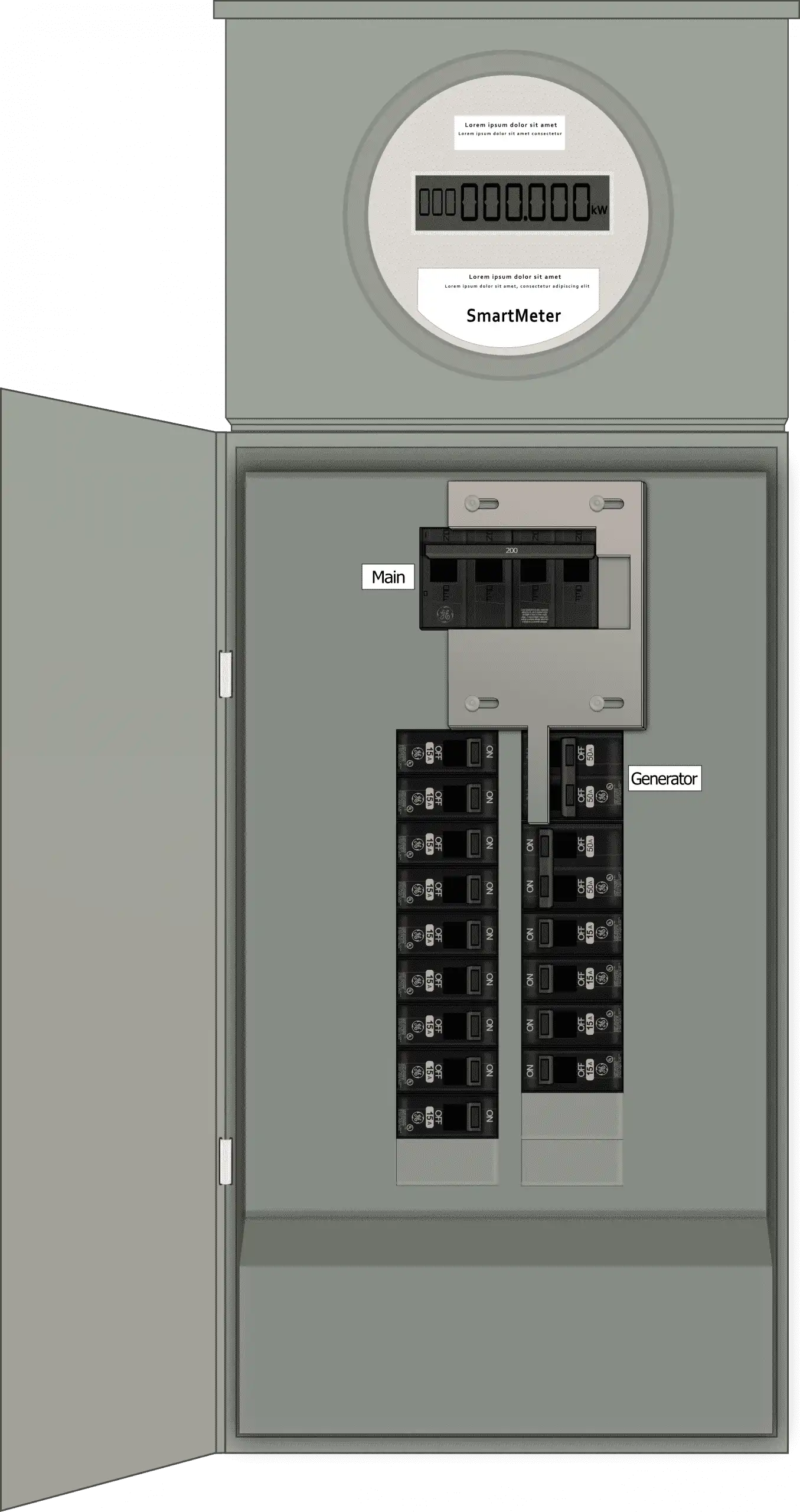 K-8310 Panel Photo With Main On and Generator Off