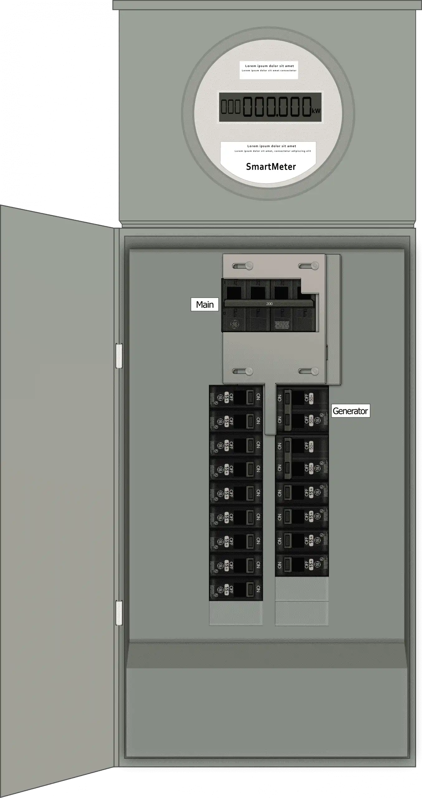 K-8310 Panel Photo With Main Off and Generator On