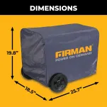 Dimension guide showing measurements of the medium size generator inverter cover