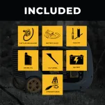 Icons showing included accessories with WH03242 inverter generator package