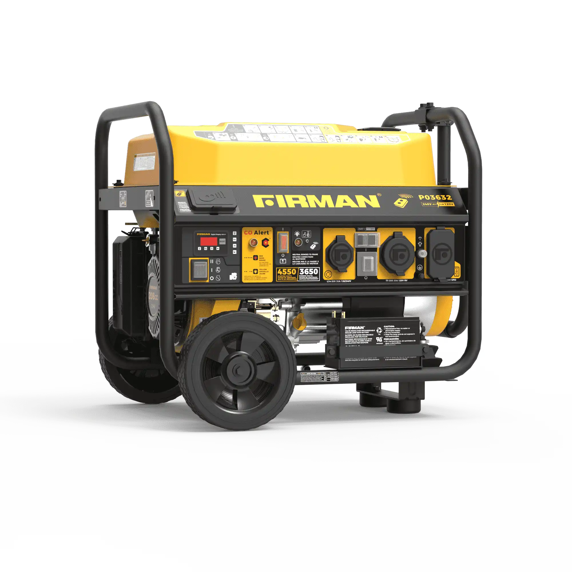 Firman Gas Portable Generator 4550/3650W Remote Start 120/240V CO Alert
