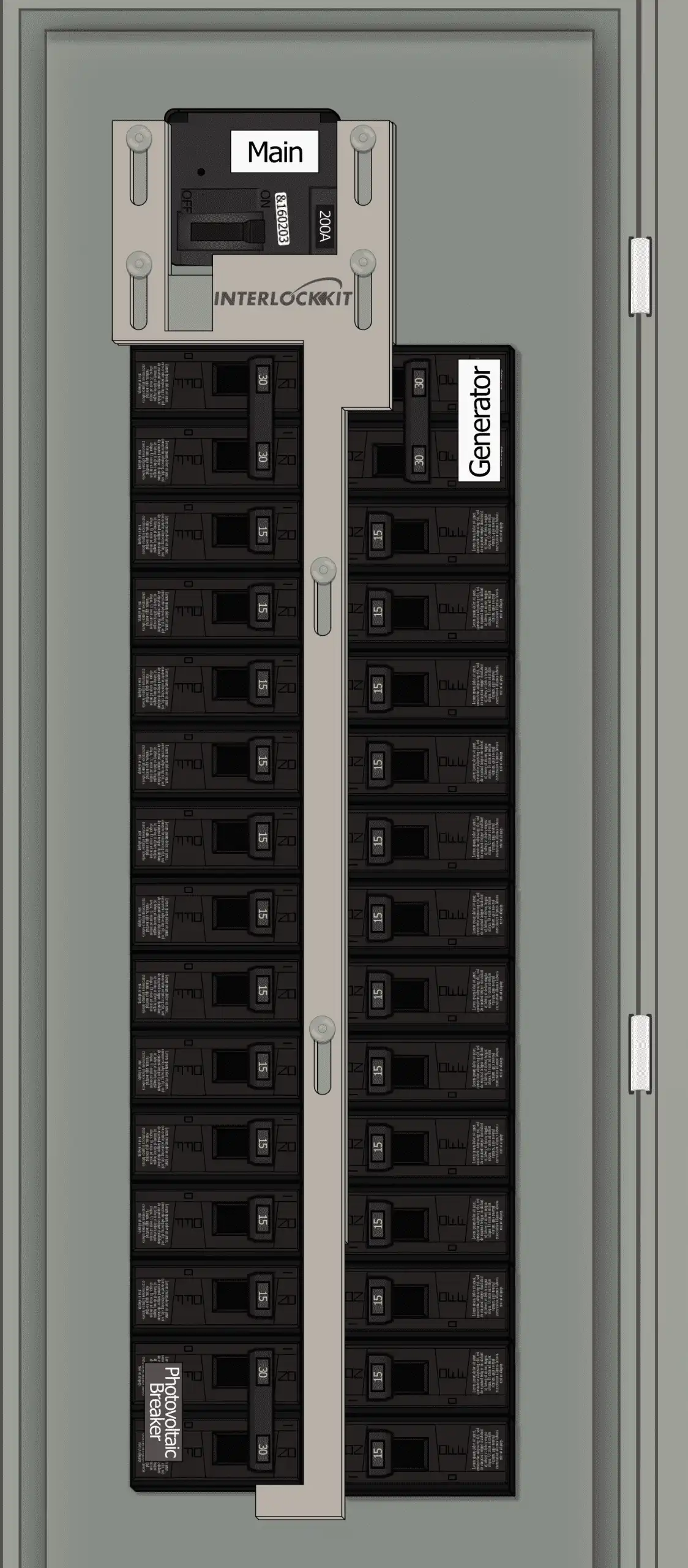 KS-4013 Solar Interlock Kit for Siemens 30 Space Panels, With Main and Solar On and Generator Off