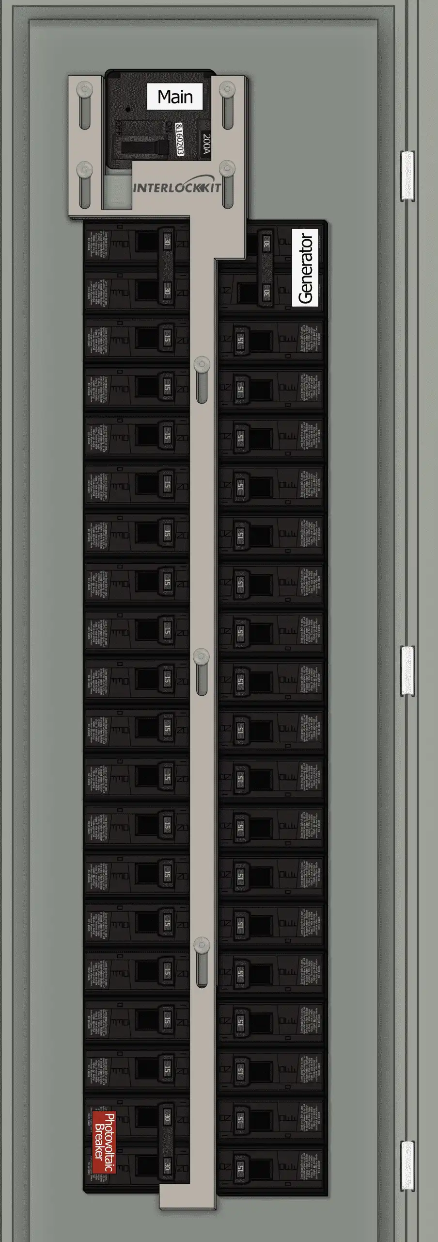 KS-4014 Solar Interlock Kit for Siemens 40 Space Panels, With Main and Solar On and Generator Off