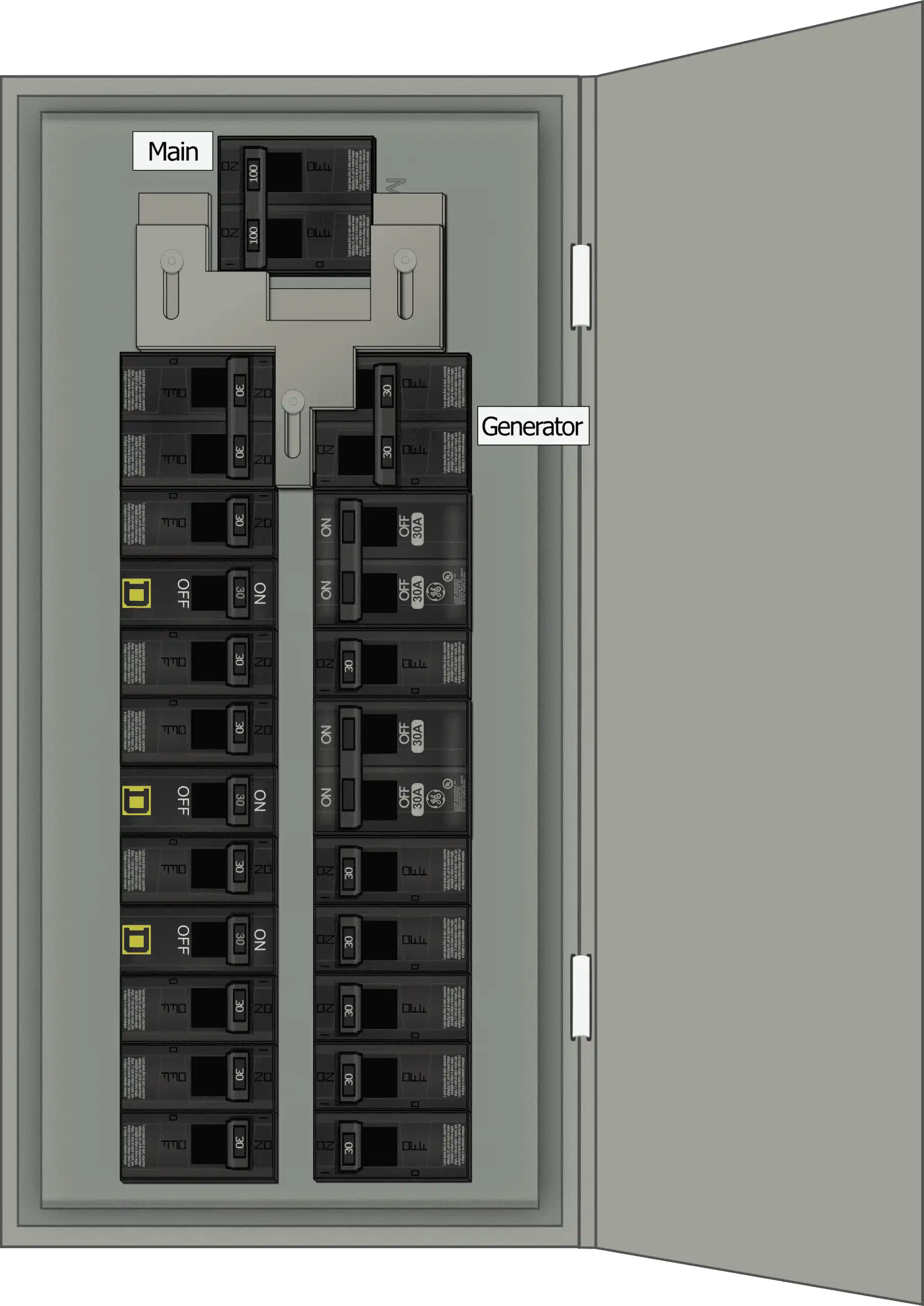 K-1512 Panel Photo With Main On and Generator Off