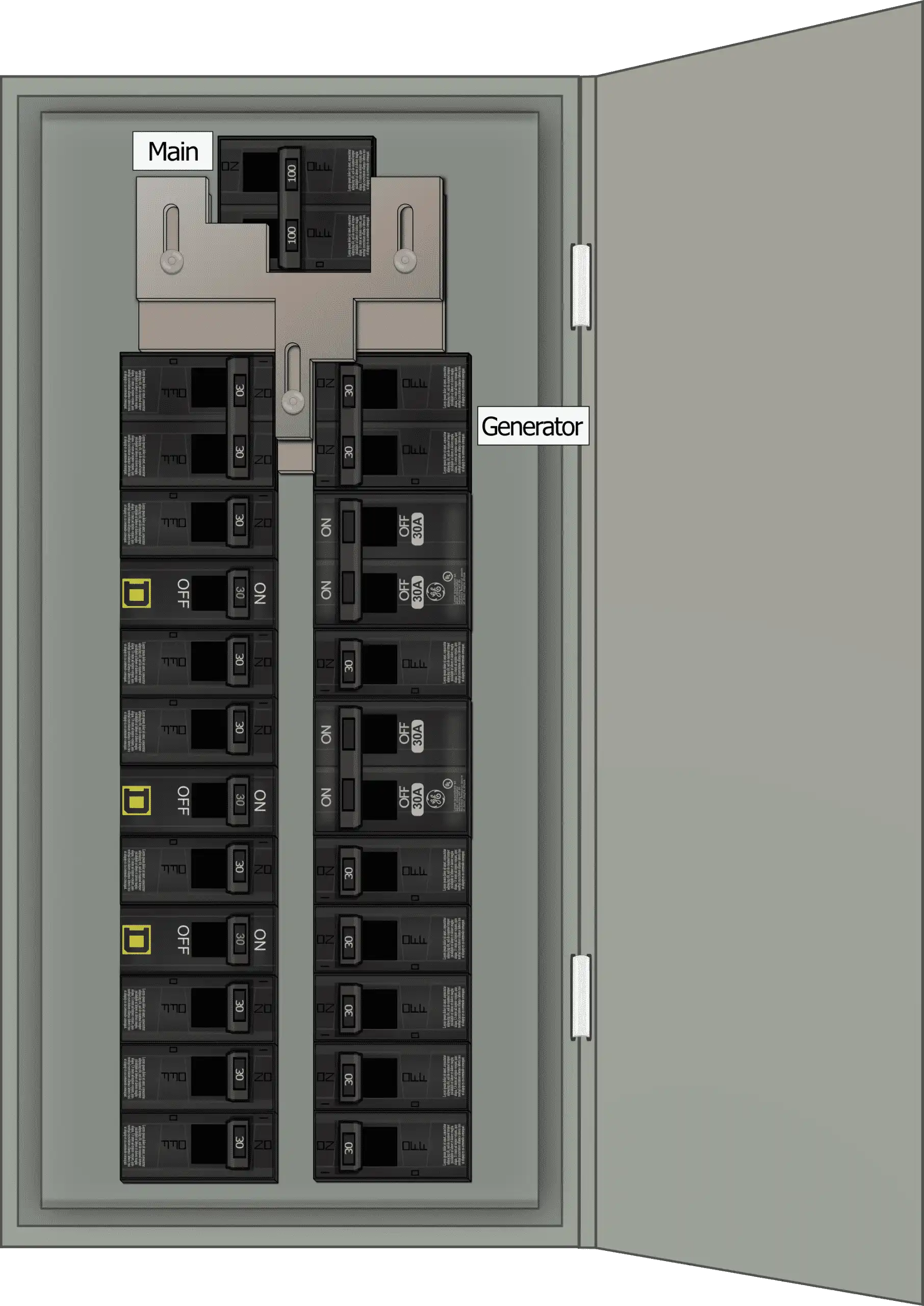 K-1512 Panel Photo With Main Off and Generator On