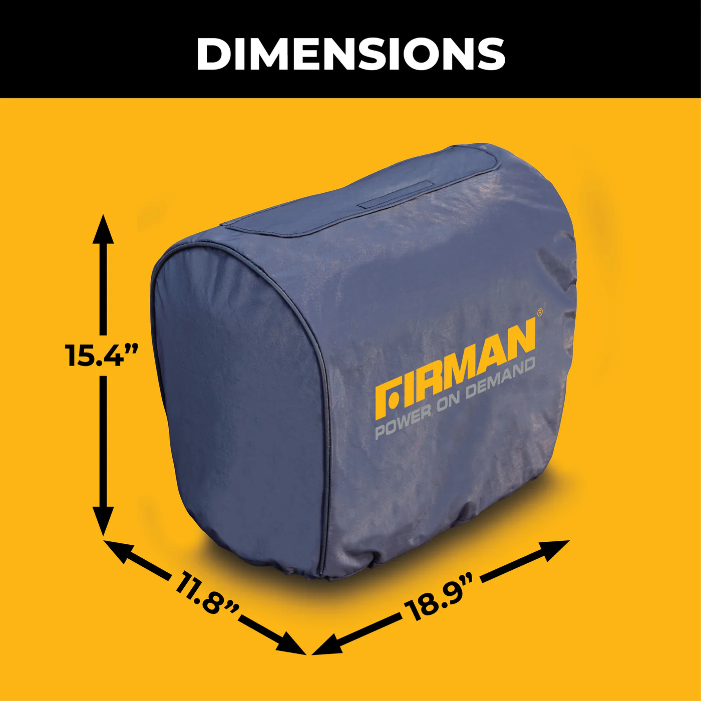 Dimension diagram showing measurements for the medium size generator inverter cover