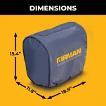 Dimension diagram showing measurements for the medium size generator inverter cover