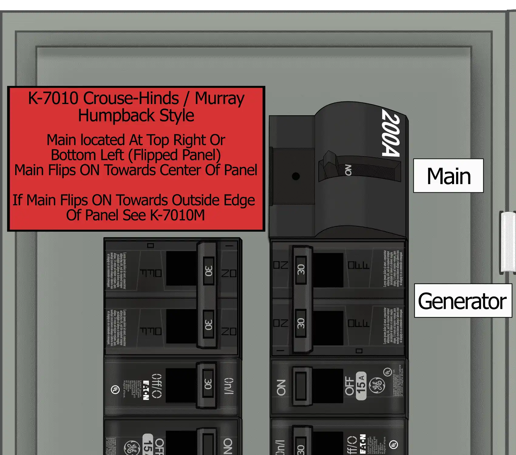 K-7010 Crouse-Hinds & Murray generator interlock kit with stainless steel sliding plate and mounting hardware.