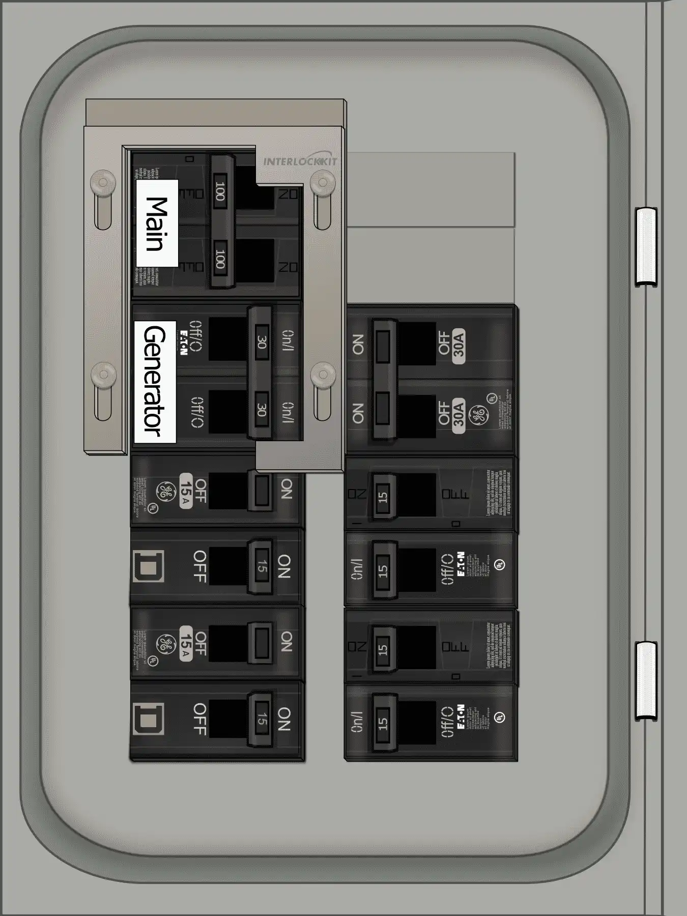 K-9011 Panel Photo With Main Off and Generator On