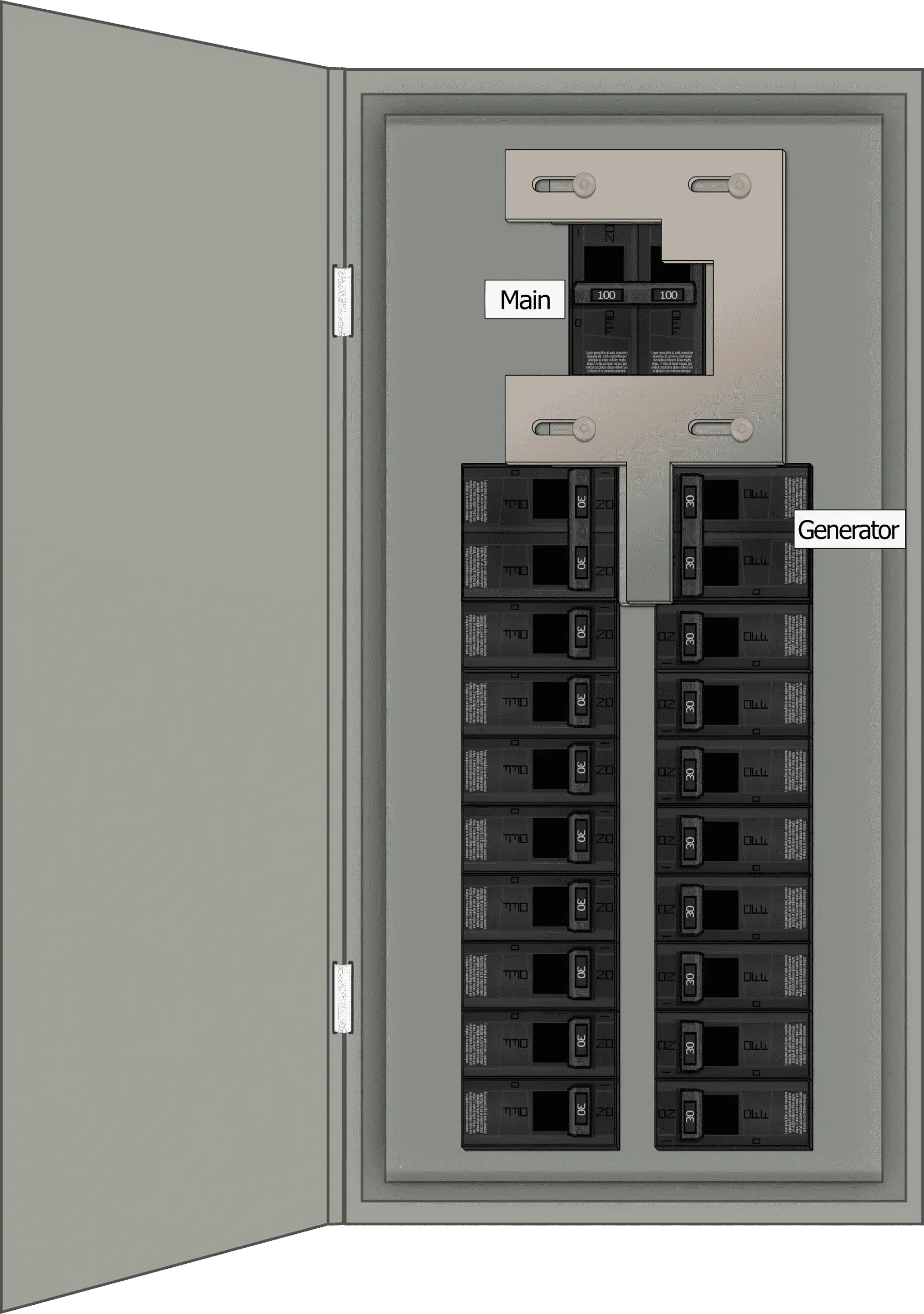 K-1011 Panel Photo With Main Off and Generator On