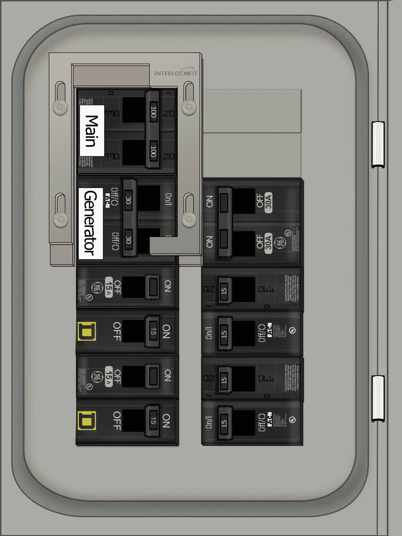 K-9011 Panel Photo With Main On and Generator Off