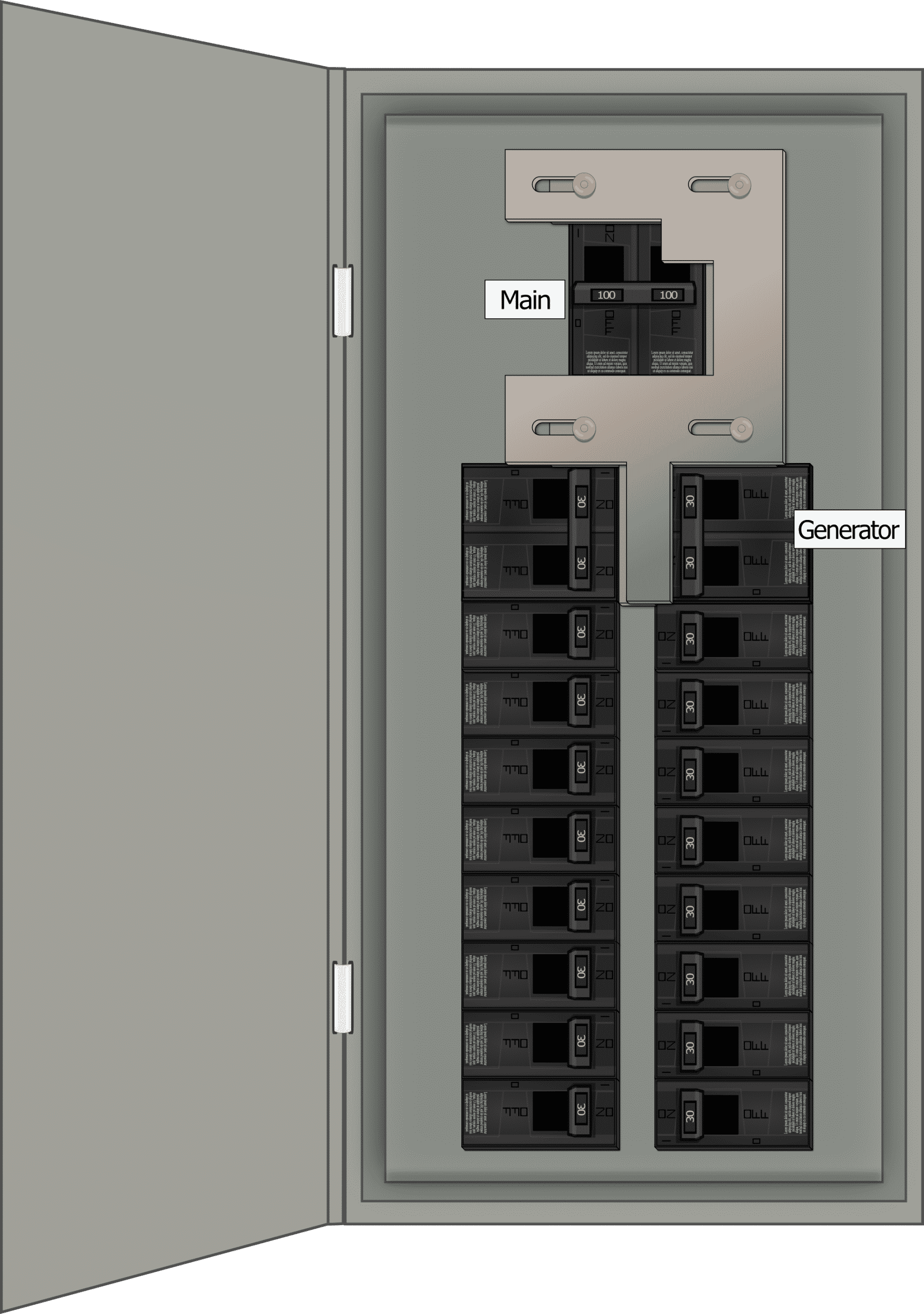 K-1011 Panel Photo With Main Off and Generator On