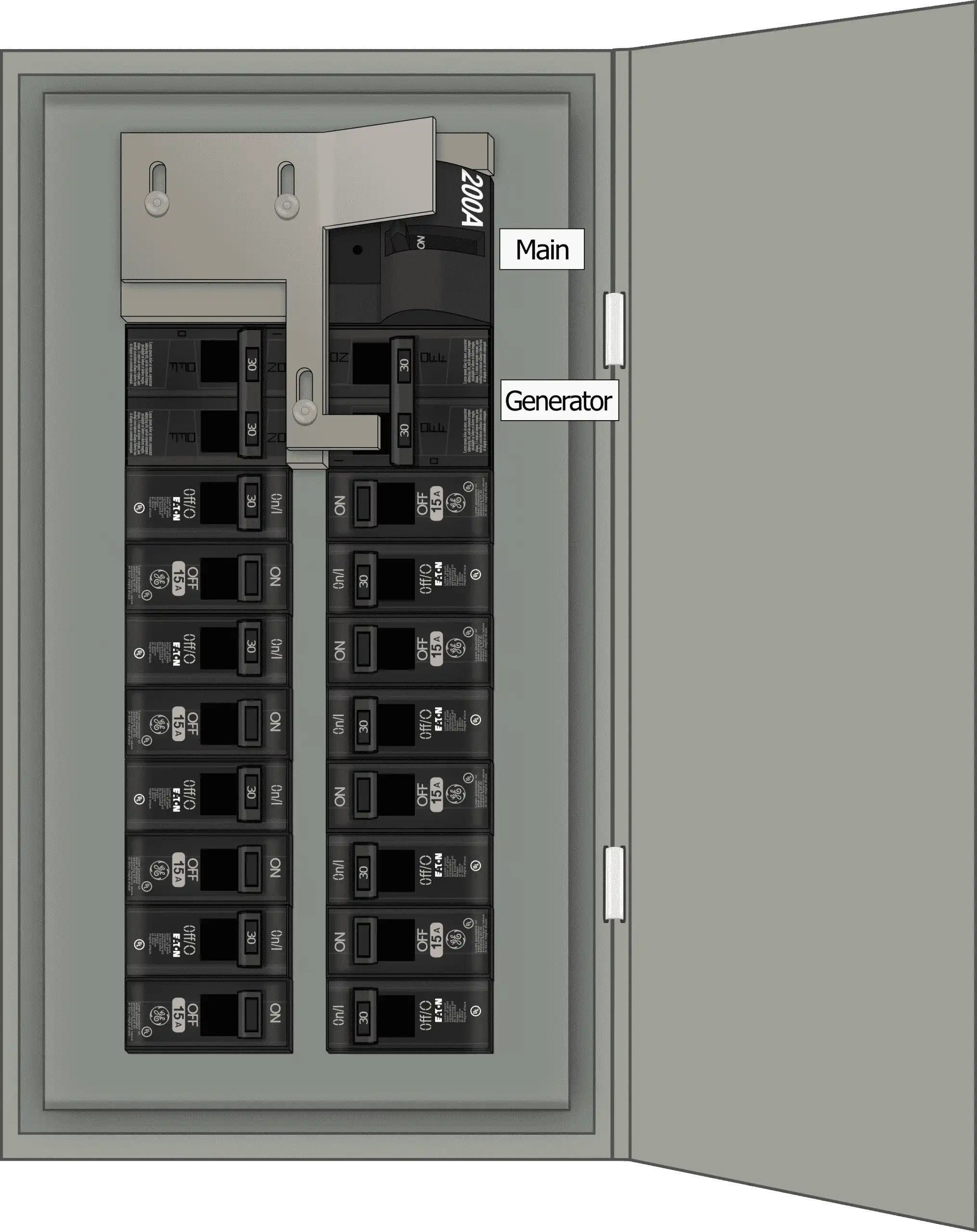 K-7010 Panel Photo With Main On and Generator Off
