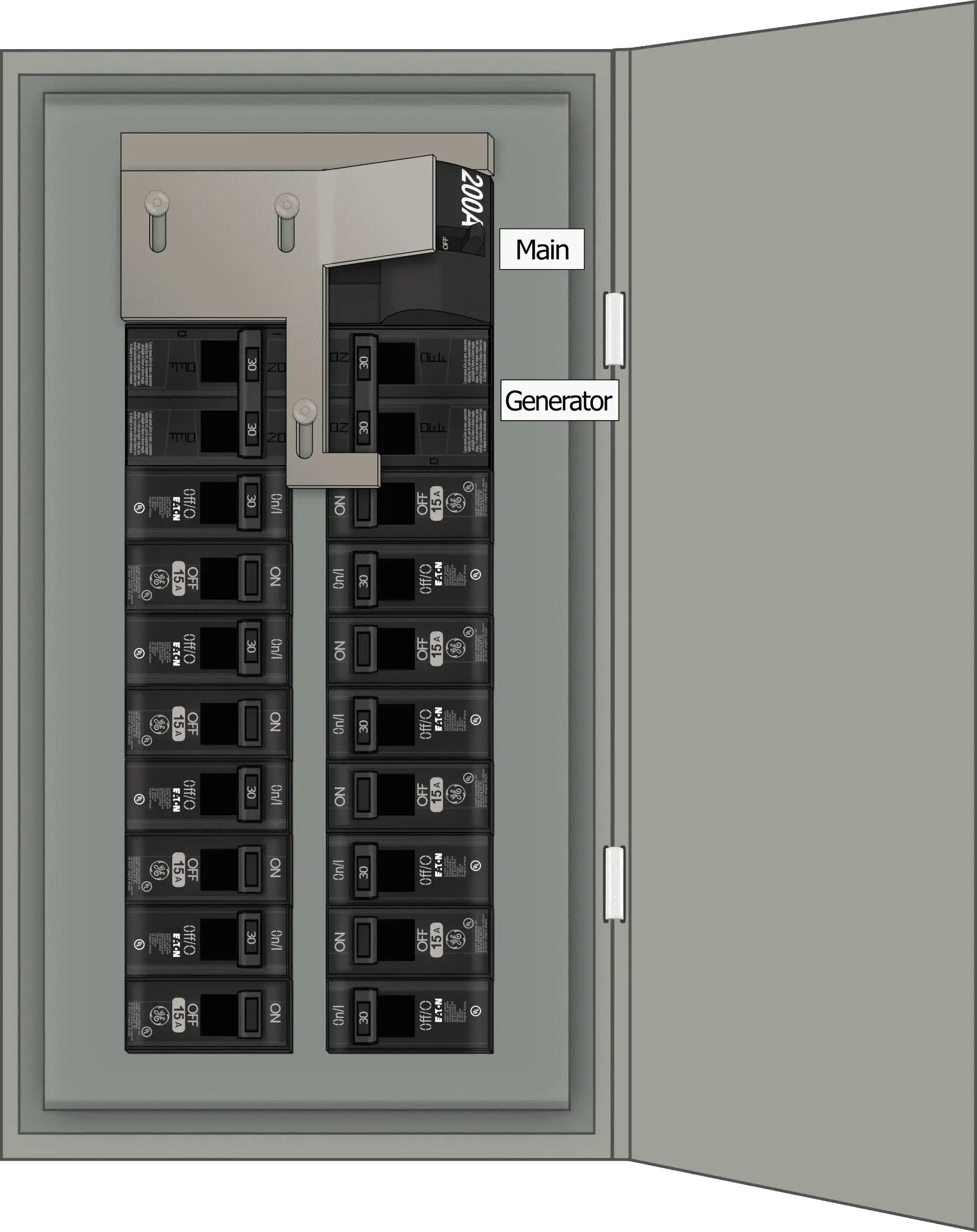 K-7010 Panel Photo With Main Off and Generator On