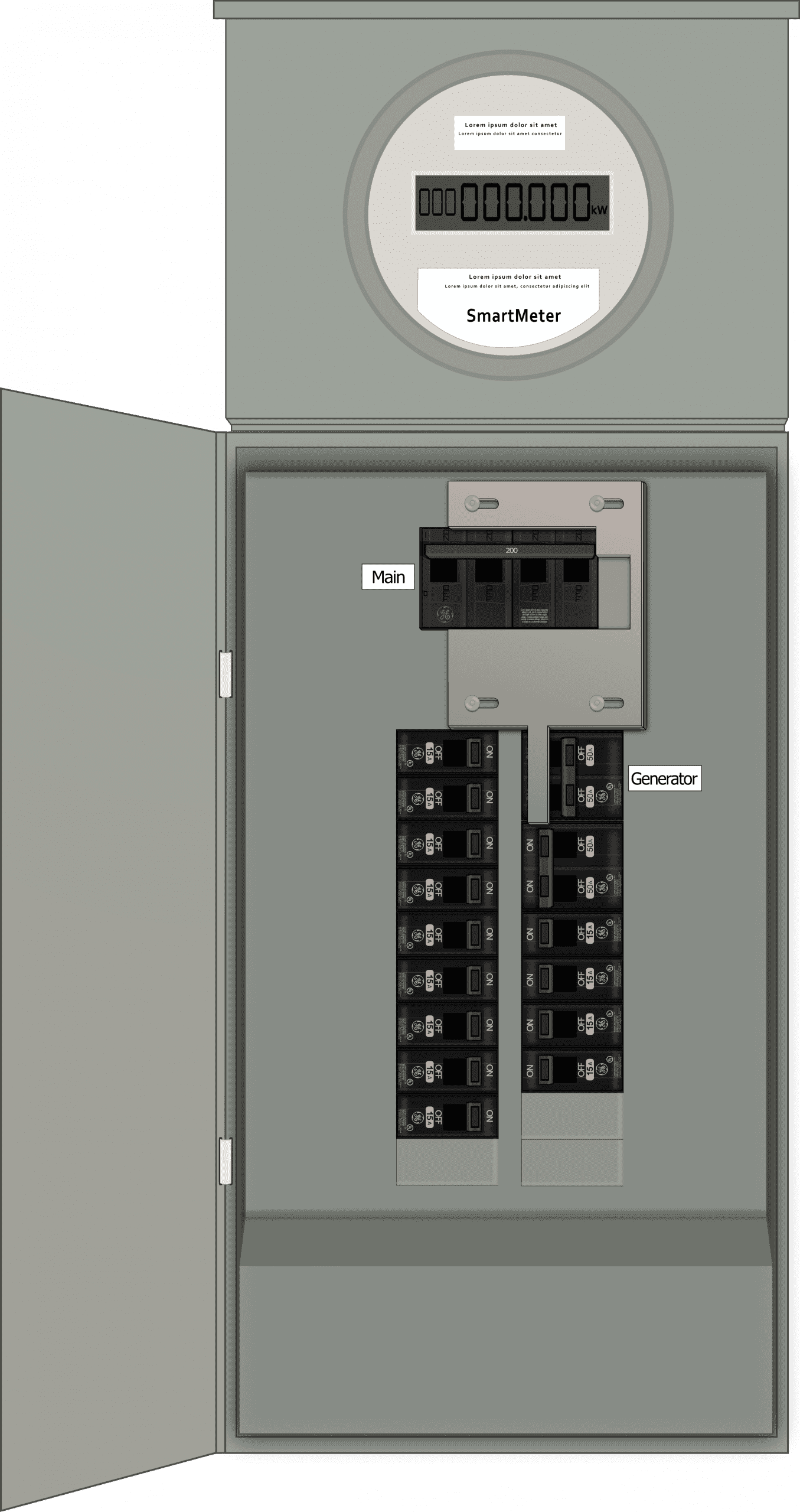 K-8310 Panel Photo With Main On and Generator Off