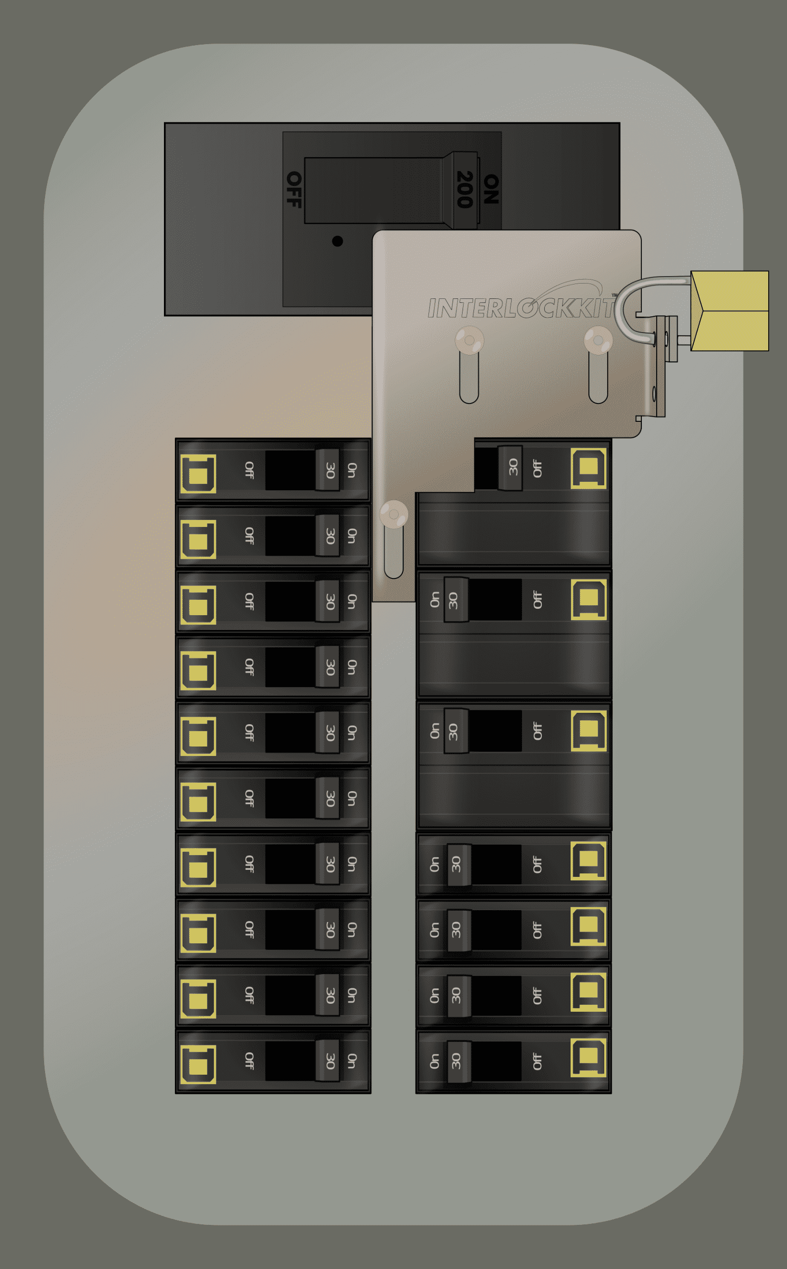 A photo of Lockable Interlock Kit KL-5010 With The Main On and Generator Off